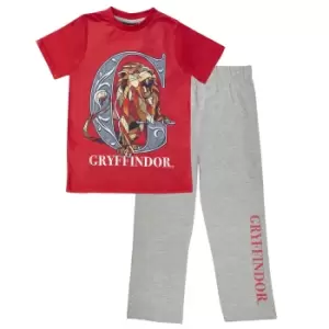 Image of Harry Potter Mens Gryffindor Pyjama Set (XL) (Red/Heather Grey)