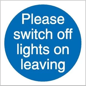 Image of Stewart Superior Please Switch Off Lights Sign W100xH100 Self Adhesive Vinyl Pack of 5