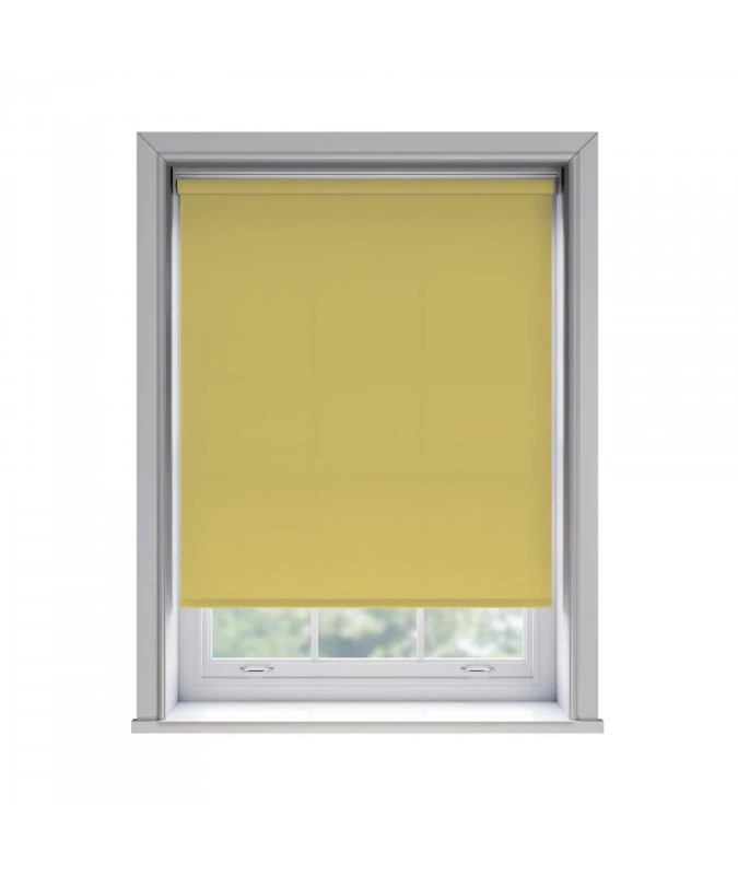Image of New Edge Blinds No Drill Ochre Thermal Blackout Roller Blind 170cm Drop in Yellow Size: 145cm Yellow Unisex 145 cm