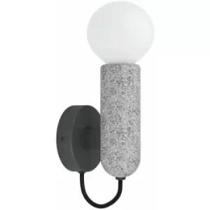 Image of Loops - LED Wall Light / Sconce Anthracite & Stone Lamp Holder 1 x 40W E27 Bulb