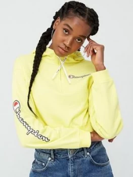Image of Champion Cropped Hooded Sweatshirt - Yellow