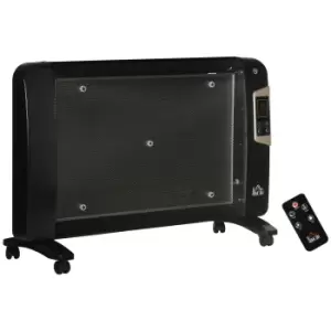 Image of HOMCOM Mica Electric Space Heater, Portable Heater for Home with 2 Heat Settings, living room, study, garage, Adjustable Temperature 15-40°C, Black