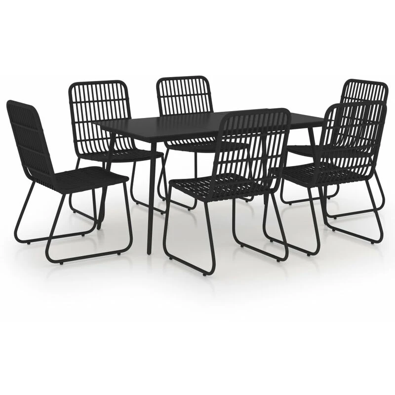 Image of VIDAXL 7 Piece Outdoor Dining Set Poly Rattan and Glass Vidaxl 8720286241684