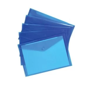 Image of 5 Star A4 Envelope Wallet Polypropylene Translucent Blue Pack of 5