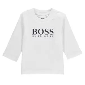 Image of Boss Big Logo Long Sleeve T-Shirt Baby Boys - White