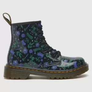 Image of Dr Martens Black And Blue 1460 Mystic Garden Girls Junior Boots