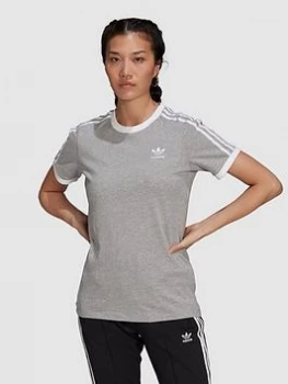 Image of adidas Originals 3 Stripes T-Shirt - Medium Grey Heather, Size 6, Women