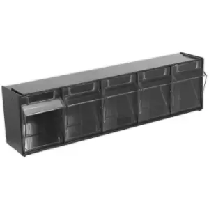 Image of 600 x 140 x 170mm 5 Drawer Stackable Cabinet - BLACK - Wall Mounted Standing Box