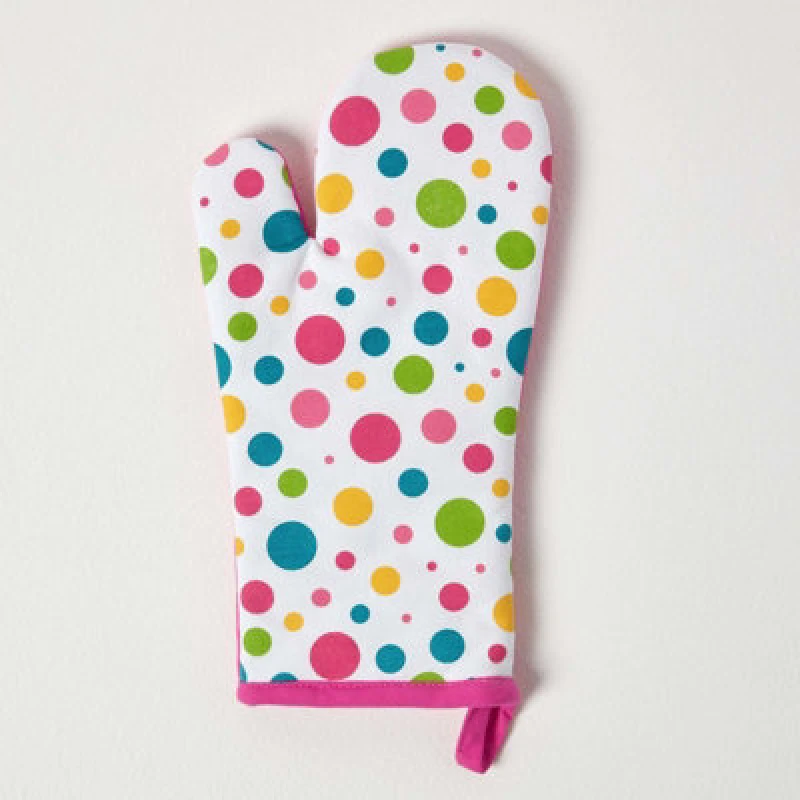 Image of Homescapes Multi Colour Polka Dot Cotton Oven Glove Multi unisex