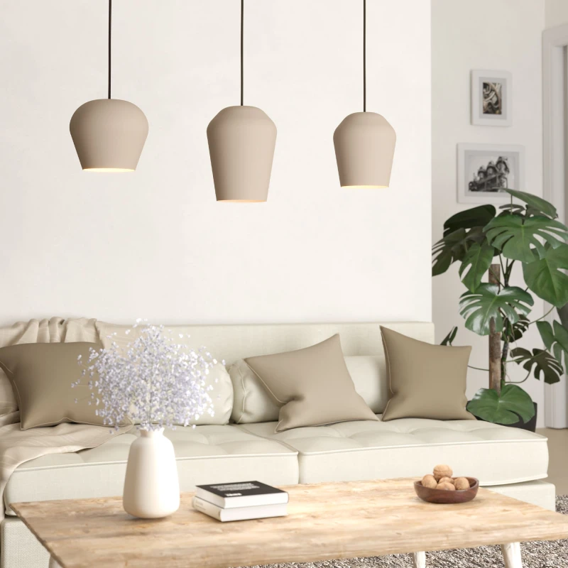 Image of Eglo Cambaito Steel Monochromatic 3 Light Pendant in Light Sand Light Sand Unisex