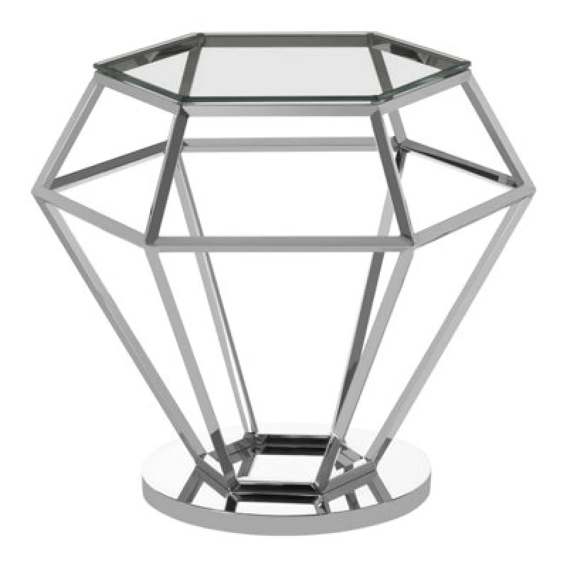 Image of Orsina Allure Silver Finish Diamond End Table