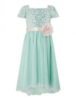 Image of Monsoon Girls Sara Flutter Sleeve Dress - Duck Egg