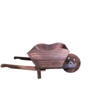 Image of 27cm Rustic Wooden Outdoor Wheelbarrow Garden Planter