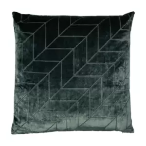 Image of Malini Hoxley Pine Cut Velvet Cushion in Green