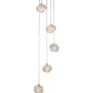 Image of Loops - Multi Light Ceiling Pendant 5 Bulb Chrome & Crystal Glass Chandelier Height Lamp