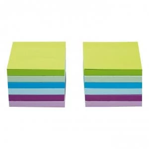 Image of Office 76x76mm Re move Sticky Notes 6 NeonPastel Colours 100 Sheets