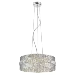 Image of Contemporary Pendant Ceiling 7 Light Chrome, Crystal