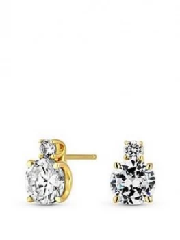 Image of Simply Silver Sterling Silver 925 12Ct Yellow Gold Cubic Zirconia Stud Earrings