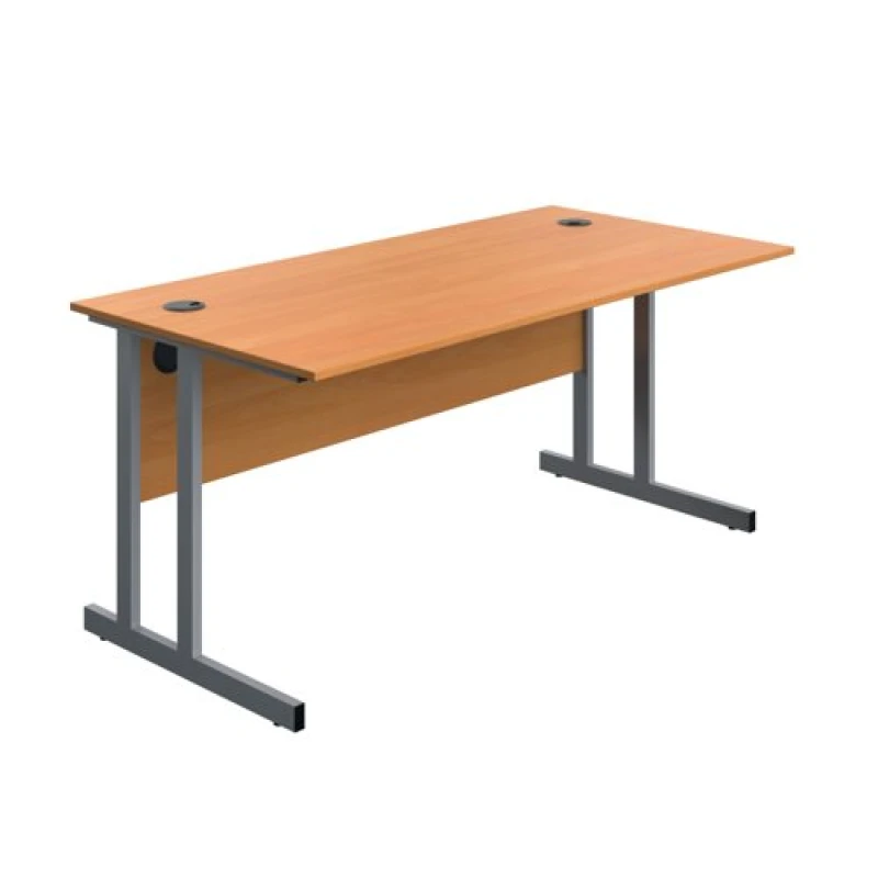 Image of Serrion Twin Upright Desk 1600x800x730mm Beech/Silver KF800229