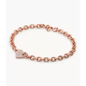Image of Michael Kors Womens 14K -Plated Sterling Silver Pav Heart Line Bracelet - Rose Gold