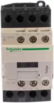 Image of Schneider Electric TeSys D LC1D 4 Pole Contactor - 20 A, 24 V dc Coil, 4NO
