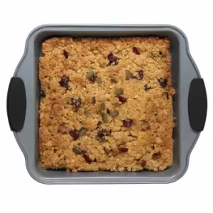 Image of Russell Hobbs Pearlised Non-Stick Carbon Steel Square Pan 27cm - Matte Grey