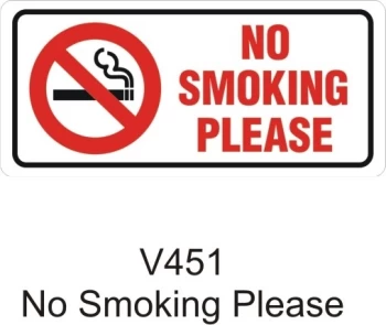 Image of Outdoor Grade Vinyl Sticker - White - No Smoking Please- CASTLE PROMOTIONS- V451
