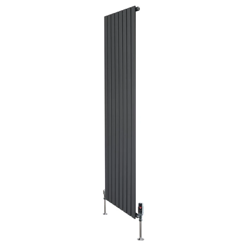 Image of Monstershop Flat Single Column Radiator & Valves - 1800mm x 560mm - Anthracite in Grey Grey Unisex