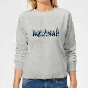 Image of Aquaman Chest Logo Womens Sweatshirt - Grey - M