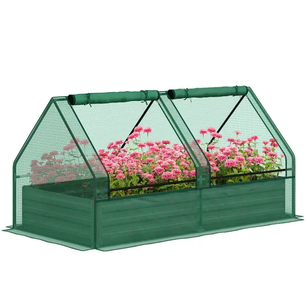 Image of Raised Garden Bed with Greenhouse, Planter Box with Cover