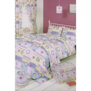 Image of Mucky Fingers Childrens Girls Patchwork Design Unlined Curtains With Tiebacks (168cm x 183cm (66in x 72in)) (Multicoloured)