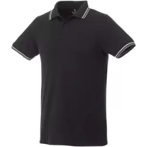 Image of Elevate Mens Fairfield Polo With Tipping (S) (Black/Grey Melange/White)