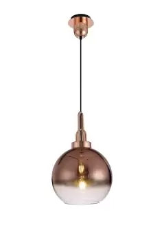 Image of Dome Ceiling Pendant E27 With 30cm Globe Glass, Copper, Matt Black, Clear