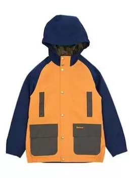Image of Barbour Boys Hooded Bedale Showerproof Colourblock Jacket - Golden Oak