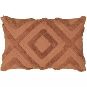 Image of Furn Orson Geometric Tufted 100% Cotton Cushion Cover, Brick, 30 x 50 Cm