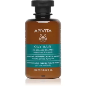 Image of Apivita Hair Care Oily Hair deep cleansing shampoo for oily scalp for hair strengthening and shine 250ml