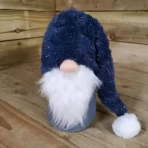 Image of 27cm Blue Grey and Silver Long Hat Christmas Plush Gonk