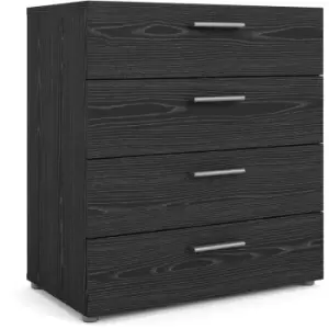Image of Pepe Chest of 4 Drawers in Black Woodgrain - Black