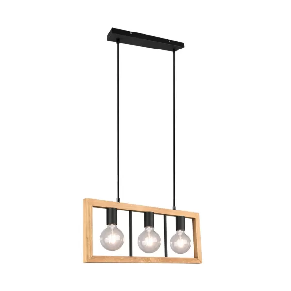 Image of Agra Vintage 3 Light Bar Pendant Ceiling Light Black Matt