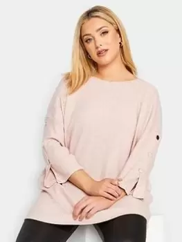 Image of Yours Button Detail Soft Touch Top - Pink, Size 20, Women