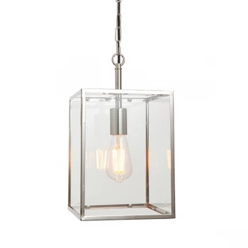 Image of Pendant Bright Nickel Plate & Clear Glass 1 Light Dimmable IP20 - E27