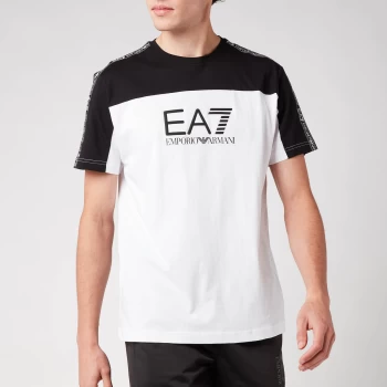 Image of EA7 Mens Athletic Colour Block T-Shirt - White - S