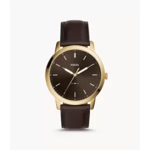 Image of Fossil Mens The Minimalist Three-Hand Leather Watch - Brown