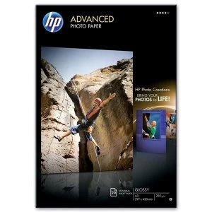 Image of HP Q8697A Advanced Glossy Photo Paper A3 250gsm 20 sheets