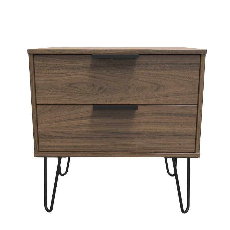 Image of Ready Assembled 2 U Fuji 2 Drawer Side Table (Ready Assembled) in Walnut Walnut Unisex
