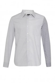 Image of Mens French Connection Patchwork Block Cotton Shirt Multi Coloured