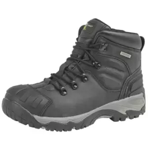 Image of Grafters Mens Buffalo Leather Hiker Type Safety Boots (9 UK) (Black) - Black