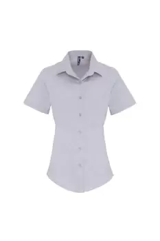 Image of Stretch Fit Poplin Short Sleeve Blouse