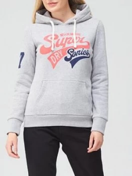 Image of Superdry Collegiate Cali Graphic Hoodie - Grey Marl , Grey Marl, Size 8, Women