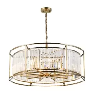 Image of Luminosa Guilford Ceiling Pendant, 10 Light E14, Antique Brass, Clear